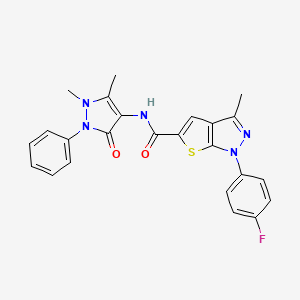 molecular formula C24H20FN5O2S B7480818 N-(1,5-dimethyl-3-oxo-2-phenylpyrazol-4-yl)-1-(4-fluorophenyl)-3-methylthieno[2,3-c]pyrazole-5-carboxamide 