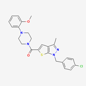 molecular formula C25H25ClN4O2S B7480895 [1-[(4-Chlorophenyl)methyl]-3-methylthieno[2,3-c]pyrazol-5-yl]-[4-(2-methoxyphenyl)piperazin-1-yl]methanone 