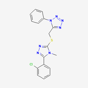 molecular formula C17H14ClN7S B7480935 5-[[5-(2-Chlorophenyl)-4-methyl-1,2,4-triazol-3-yl]sulfanylmethyl]-1-phenyltetrazole 