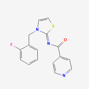 N-[3-[(2-fluorophenyl)methyl]-1,3-thiazol-2-ylidene]pyridine-4-carboxamide