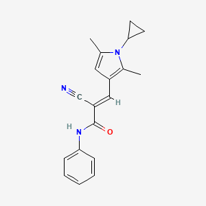 molecular formula C19H19N3O B7481017 2-cyano-3-(1-cyclopropyl-2,5-dimethyl-1H-pyrrol-3-yl)-N-phenylprop-2-enamide 