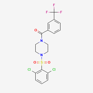 molecular formula C18H15Cl2F3N2O3S B7481029 [4-(2,6-Dichlorophenyl)sulfonylpiperazin-1-yl]-[3-(trifluoromethyl)phenyl]methanone 