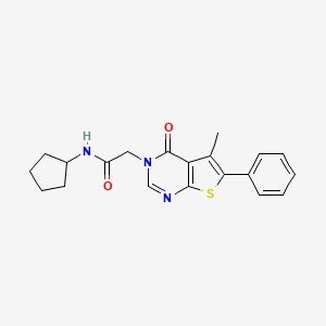 molecular formula C20H21N3O2S B7481076 N-cyclopentyl-2-(5-methyl-4-oxo-6-phenylthieno[2,3-d]pyrimidin-3-yl)acetamide 