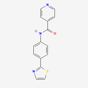 molecular formula C15H11N3OS B7481077 N-[4-(1,3-thiazol-2-yl)phenyl]pyridine-4-carboxamide 