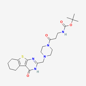 tert-butyl N-[3-oxo-3-[4-[(4-oxo-5,6,7,8-tetrahydro-3H-[1]benzothiolo[2,3-d]pyrimidin-2-yl)methyl]piperazin-1-yl]propyl]carbamate