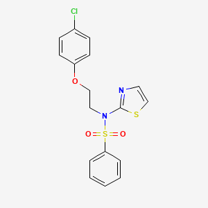 molecular formula C17H15ClN2O3S2 B7481089 N-[2-(4-chlorophenoxy)ethyl]-N-(1,3-thiazol-2-yl)benzenesulfonamide 
