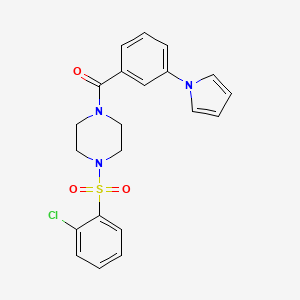 molecular formula C21H20ClN3O3S B7481099 [4-(2-Chlorophenyl)sulfonylpiperazin-1-yl]-(3-pyrrol-1-ylphenyl)methanone 