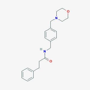 molecular formula C21H26N2O2 B7481110 N-[[4-(morpholin-4-ylmethyl)phenyl]methyl]-3-phenylpropanamide 