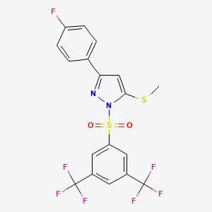 1-[3,5-Bis(trifluoromethyl)phenyl]sulfonyl-3-(4-fluorophenyl)-5-methylsulfanylpyrazole