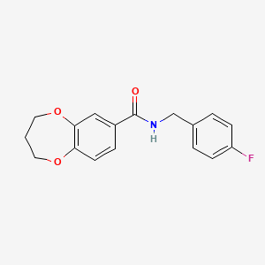 molecular formula C17H16FNO3 B7481341 N-(4-fluorobenzyl)-3,4-dihydro-2H-1,5-benzodioxepine-7-carboxamide 