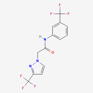 molecular formula C13H9F6N3O B7481424 N-[3-(trifluoromethyl)phenyl]-2-[3-(trifluoromethyl)pyrazol-1-yl]acetamide 