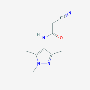 molecular formula C9H12N4O B7481466 2-cyano-~{N}-(1,3,5-trimethylpyrazol-4-yl)ethanamide 