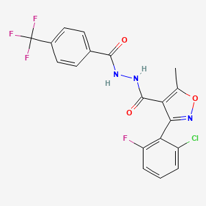 3-(2-chloro-6-fluorophenyl)-5-methyl-N'-[4-(trifluoromethyl)benzoyl]-1,2-oxazole-4-carbohydrazide