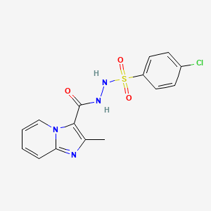 molecular formula C15H13ClN4O3S B7481668 4-chloro-N'-[(2-methylimidazo[1,2-a]pyridin-3-yl)carbonyl]benzenesulfonohydrazide 