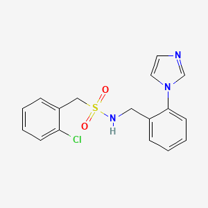 molecular formula C17H16ClN3O2S B7481676 1-(2-chlorophenyl)-N-[(2-imidazol-1-ylphenyl)methyl]methanesulfonamide 