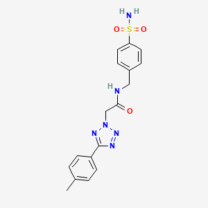 molecular formula C17H18N6O3S B7481771 2-[5-(4-methylphenyl)tetrazol-2-yl]-N-[(4-sulfamoylphenyl)methyl]acetamide 