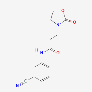 molecular formula C13H13N3O3 B7481899 N-(3-cyanophenyl)-3-(2-oxo-1,3-oxazolidin-3-yl)propanamide 