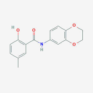 molecular formula C16H15NO4 B7481951 N-(2,3-dihydro-1,4-benzodioxin-6-yl)-2-hydroxy-5-methylbenzamide 