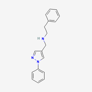 molecular formula C18H19N3 B7482092 2-phenyl-N-[(1-phenylpyrazol-4-yl)methyl]ethanamine 