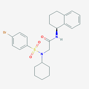 molecular formula C24H29BrN2O3S B7482248 2-[(4-bromophenyl)sulfonyl-cyclohexylamino]-N-[(1S)-1,2,3,4-tetrahydronaphthalen-1-yl]acetamide 