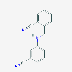 molecular formula C15H11N3 B7482307 2-[(3-Cyanoanilino)methyl]benzonitrile 