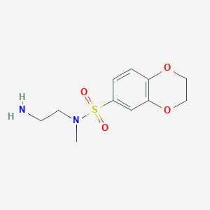 molecular formula C11H16N2O4S B7482503 N-(2-aminoethyl)-N-methyl-2,3-dihydro-1,4-benzodioxine-6-sulfonamide 