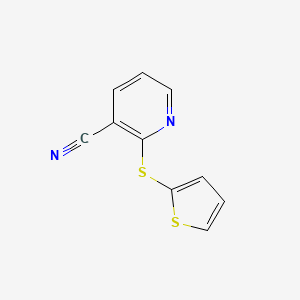 molecular formula C10H6N2S2 B7482574 2-Thiophen-2-ylsulfanylpyridine-3-carbonitrile 