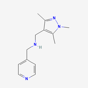 molecular formula C13H18N4 B7482613 1-pyridin-4-yl-N-[(1,3,5-trimethylpyrazol-4-yl)methyl]methanamine 