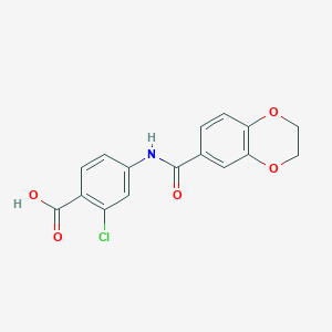 molecular formula C16H12ClNO5 B7482628 2-Chloro-4-(2,3-dihydro-1,4-benzodioxine-6-carbonylamino)benzoic acid 