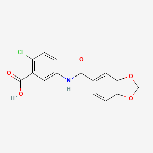 molecular formula C15H10ClNO5 B7482630 5-(1,3-Benzodioxole-5-carbonylamino)-2-chlorobenzoic acid 