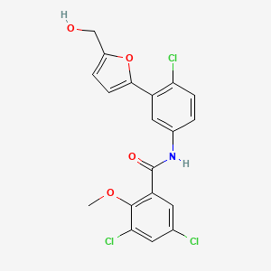 molecular formula C19H14Cl3NO4 B7482639 3,5-dichloro-N-[4-chloro-3-[5-(hydroxymethyl)furan-2-yl]phenyl]-2-methoxybenzamide 