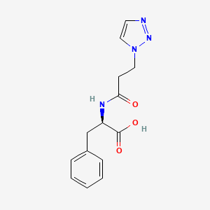 molecular formula C14H16N4O3 B7482790 (2R)-3-phenyl-2-[3-(triazol-1-yl)propanoylamino]propanoic acid 