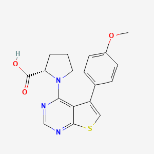 molecular formula C18H17N3O3S B7482823 (2S)-1-[5-(4-methoxyphenyl)thieno[2,3-d]pyrimidin-4-yl]pyrrolidine-2-carboxylic acid 