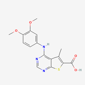 molecular formula C16H15N3O4S B7482847 4-(3,4-Dimethoxyanilino)-5-methylthieno[2,3-d]pyrimidine-6-carboxylic acid 