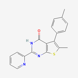 molecular formula C19H15N3OS B7482875 6-methyl-5-(4-methylphenyl)-2-pyridin-2-yl-3H-thieno[2,3-d]pyrimidin-4-one 