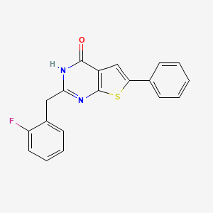 molecular formula C19H13FN2OS B7482887 2-[(2-fluorophenyl)methyl]-6-phenyl-3H-thieno[2,3-d]pyrimidin-4-one 