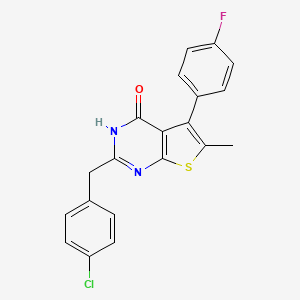 molecular formula C20H14ClFN2OS B7482920 2-[(4-chlorophenyl)methyl]-5-(4-fluorophenyl)-6-methyl-3H-thieno[2,3-d]pyrimidin-4-one 