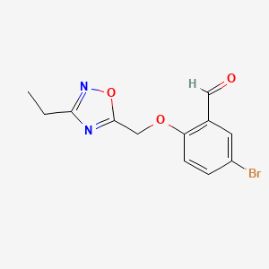 molecular formula C12H11BrN2O3 B7483048 5-Bromo-2-[(3-ethyl-1,2,4-oxadiazol-5-yl)methoxy]benzaldehyde 