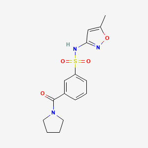 molecular formula C15H17N3O4S B7483110 N-(5-methyl-1,2-oxazol-3-yl)-3-(pyrrolidine-1-carbonyl)benzenesulfonamide 