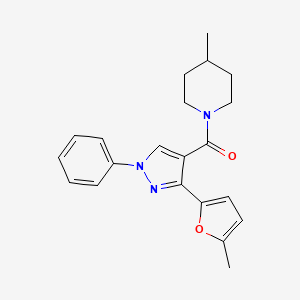 [3-(5-Methylfuran-2-yl)-1-phenylpyrazol-4-yl]-(4-methylpiperidin-1-yl)methanone