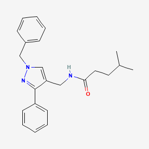 molecular formula C23H27N3O B7483224 N-[(1-benzyl-3-phenylpyrazol-4-yl)methyl]-4-methylpentanamide 