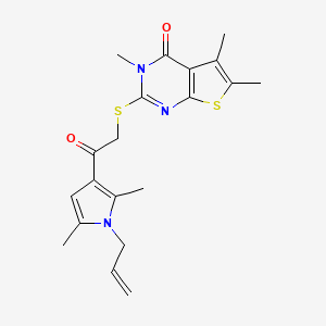 molecular formula C20H23N3O2S2 B7483244 2-[2-(2,5-Dimethyl-1-prop-2-enylpyrrol-3-yl)-2-oxoethyl]sulfanyl-3,5,6-trimethylthieno[2,3-d]pyrimidin-4-one 