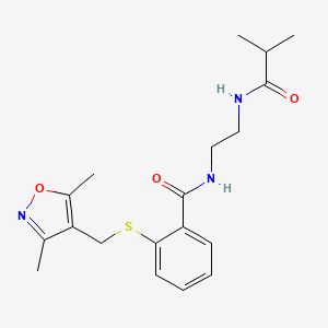 2-[(3,5-dimethyl-1,2-oxazol-4-yl)methylsulfanyl]-N-[2-(2-methylpropanoylamino)ethyl]benzamide