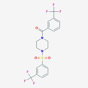 molecular formula C19H16F6N2O3S B7483287 [3-(Trifluoromethyl)phenyl]-[4-[3-(trifluoromethyl)phenyl]sulfonylpiperazin-1-yl]methanone 