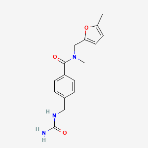 molecular formula C16H19N3O3 B7483303 4-[(carbamoylamino)methyl]-N-methyl-N-[(5-methylfuran-2-yl)methyl]benzamide 