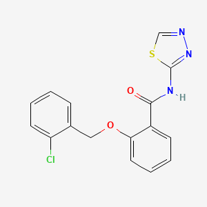 molecular formula C16H12ClN3O2S B7483354 2-[(2-chlorophenyl)methoxy]-N-(1,3,4-thiadiazol-2-yl)benzamide 