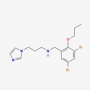 molecular formula C16H21Br2N3O B7483360 N-[(3,5-dibromo-2-propoxyphenyl)methyl]-3-imidazol-1-ylpropan-1-amine 