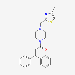 molecular formula C24H27N3OS B7483447 1-[4-[(4-Methyl-1,3-thiazol-2-yl)methyl]piperazin-1-yl]-3,3-diphenylpropan-1-one 