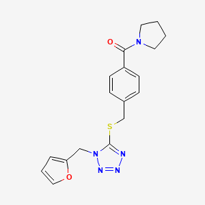 molecular formula C18H19N5O2S B7483478 [4-[[1-(Furan-2-ylmethyl)tetrazol-5-yl]sulfanylmethyl]phenyl]-pyrrolidin-1-ylmethanone 