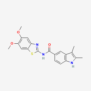 molecular formula C20H19N3O3S B7483507 N-(5,6-dimethoxy-1,3-benzothiazol-2-yl)-2,3-dimethyl-1H-indole-5-carboxamide 